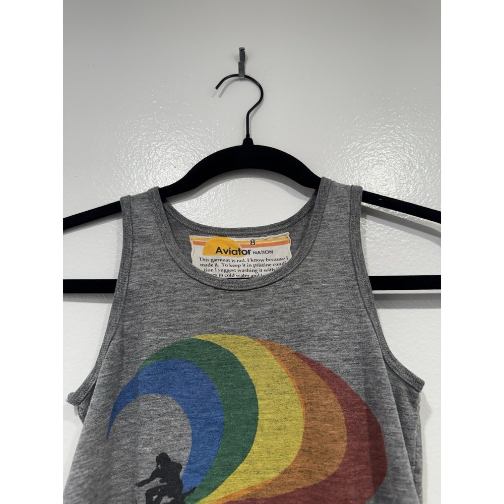 Aviator Nation Kids Tank Size 8 Hawaii Rainbow Sleeveless Gray Vacation Travel - Picture 3 of 7